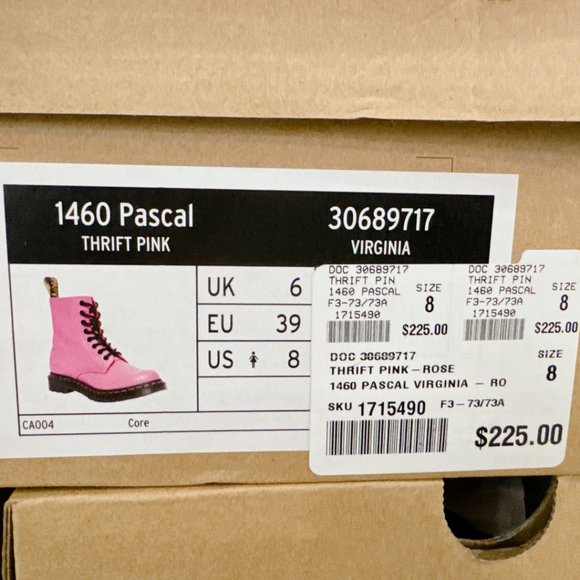 Dr. Martens 1460 Size 8 Pink Pascal Virginia Leather Boots women’s shoes - Picture 14 of 15